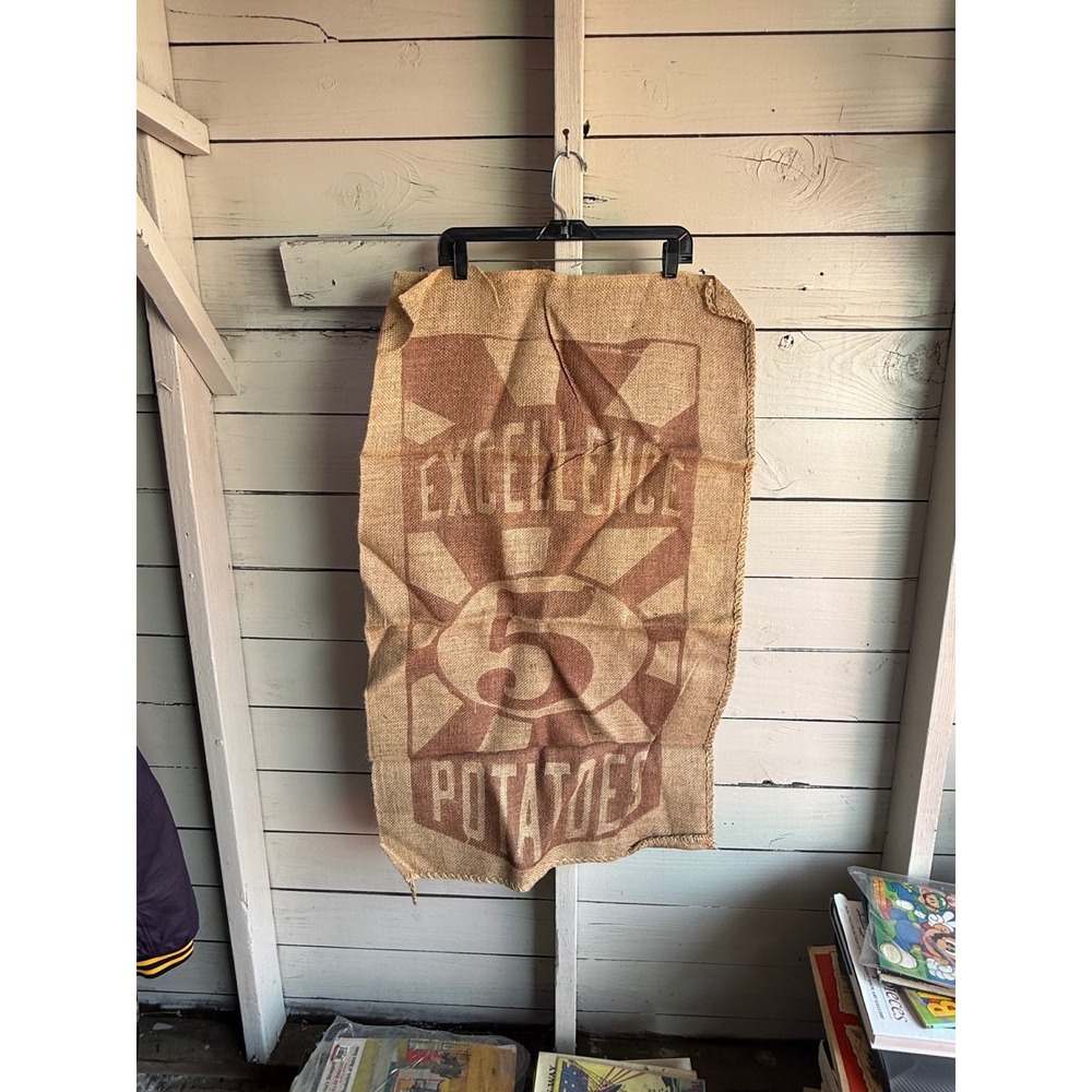 Vintage Excellence 5 Potatoes Burlap Sack Jute Feed Bag Farmhouse Decor Rustic